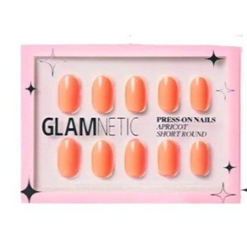 Glamnetic Press-On Nails Apricot Short Round Orange Faux Nail Kit 30ct NEW
