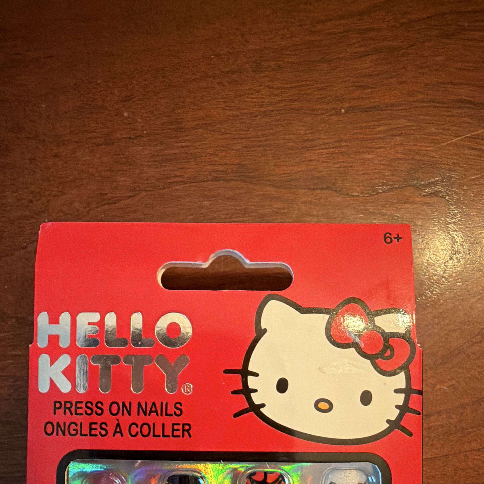 Hello Kitty Press-On Nails 3D Pre-Designed Short Square Red/Black/Purple