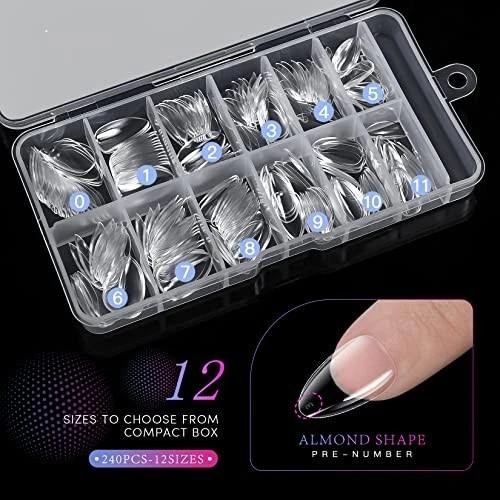 Short Almond Nails – 240pcs Almond Clear Nail Tips, 12 Sizes Artificial | Ebay