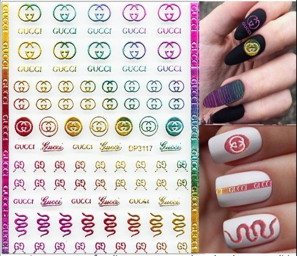 NWT NAIL ART DESIGN SELF-SEAL STICKERS HOLOGRAPHIC RAINBOW N°163!
