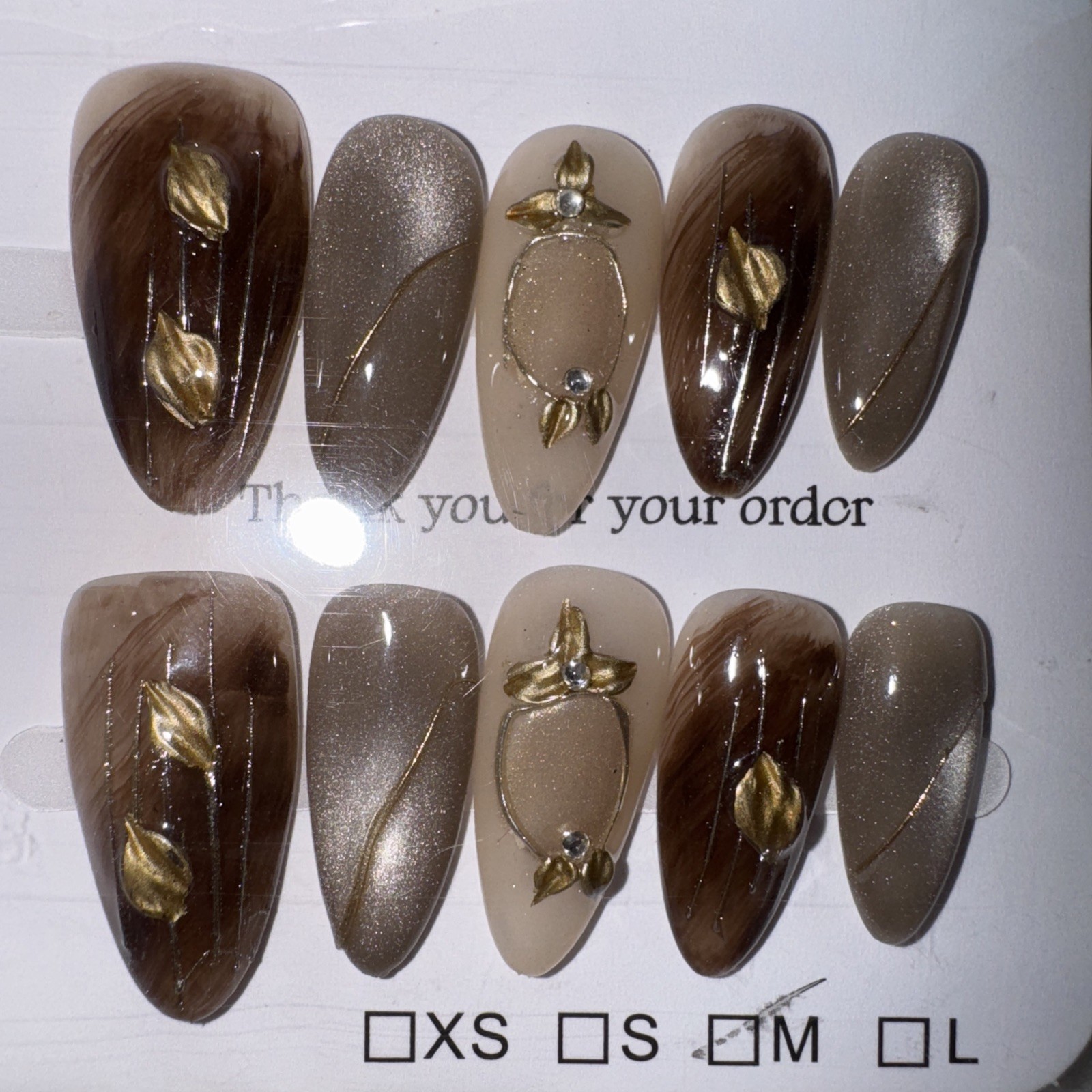 4 Packs Of 10pcs Almond Press On nails | 3D Unique Designs| Size M | Reusable 11