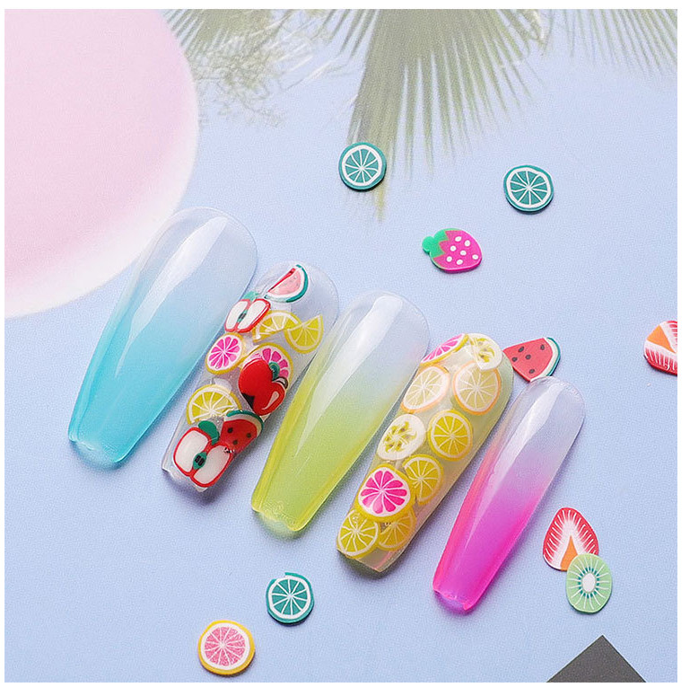 1000Pcs 3D Polymer Clay Nail Art Fruit Flower Feather Fimo Slices Decor Crafts