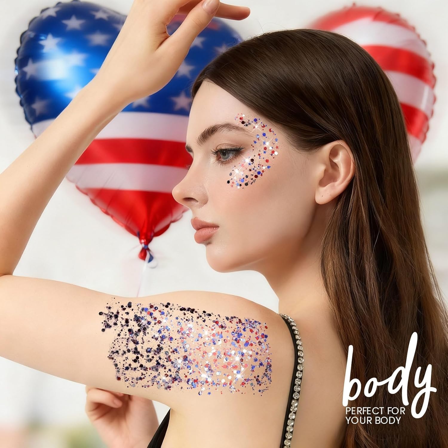 Gorgeous 80g Red White & Blue Face & Body Glitter Gel – 4th of July Essentials