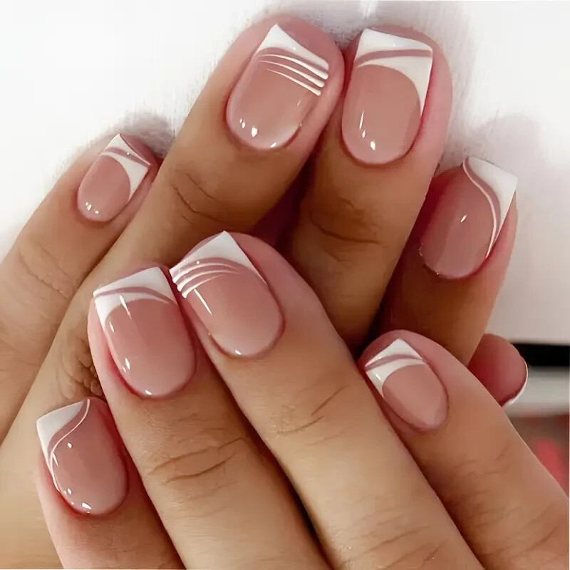 Lovely Nails – French Square Tip Press-On Nails 24-Piece Sets 🌺CLEARANCE SALE