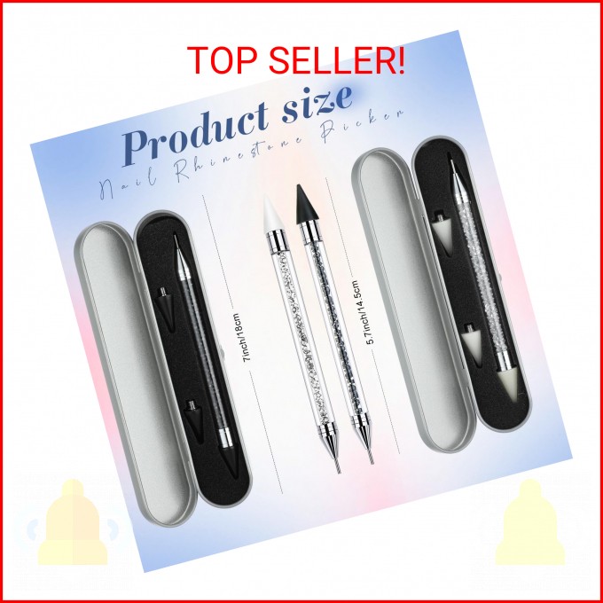 2 Pieces Rhinestone Picker Dotting Pen, Dual-ended Rhinestone Gems Crystals Stud