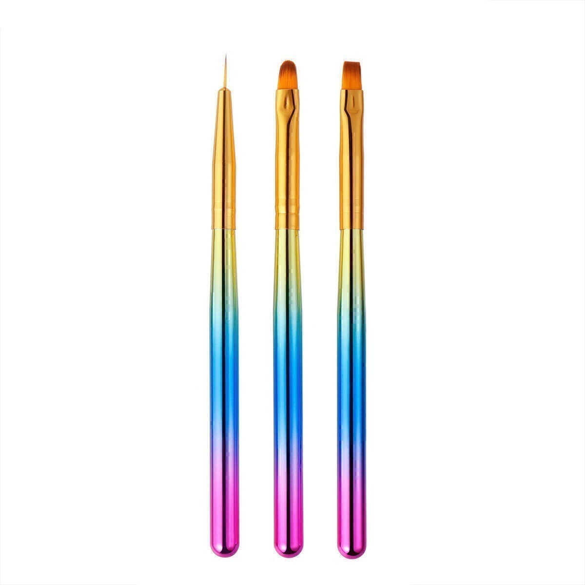 3Pcs Acrylic Nail Art Pen Nylon Tips UV Gel Painting Brush Manicure Set Tools