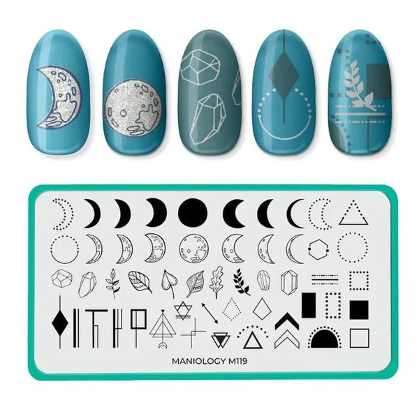 Maniology Nail Stamping Plate – M119 – Crystal Moon