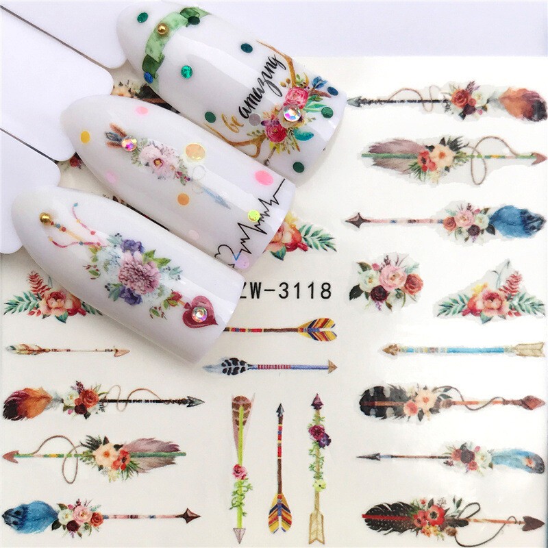 2 Sheets Nail Water Decals Flower Birds Slider Transfer Nail Art Stickers Tips✔