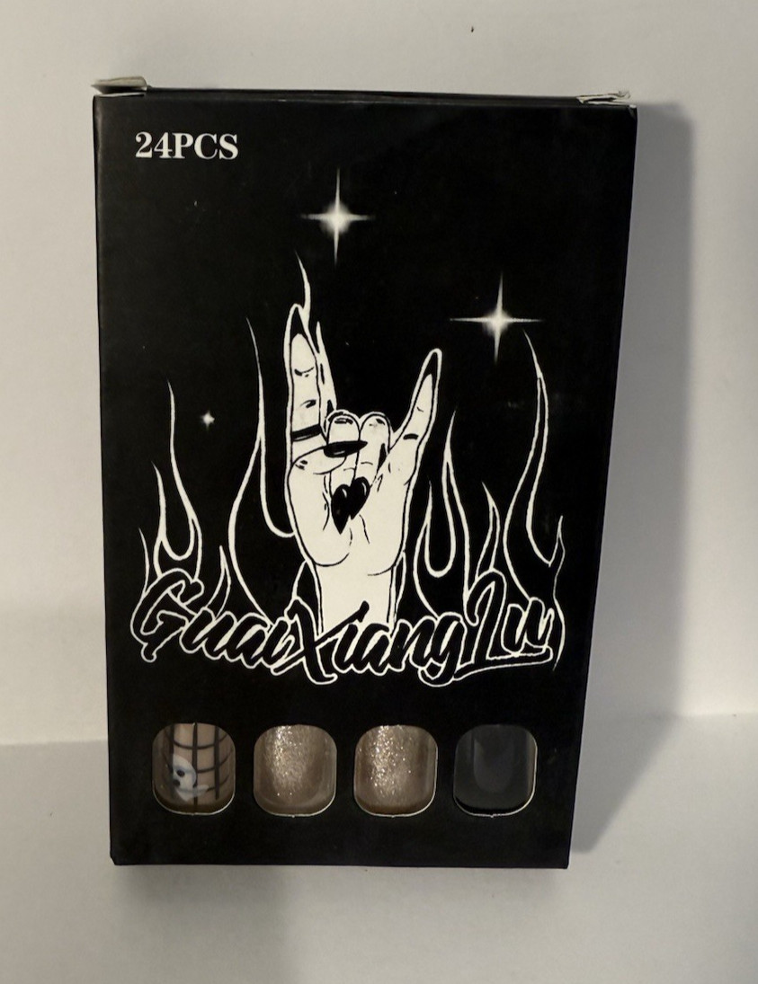 Halloween Press-On Nail Bundle – 2 Sets (Spider & Ghost Designs) + Nail Charms |