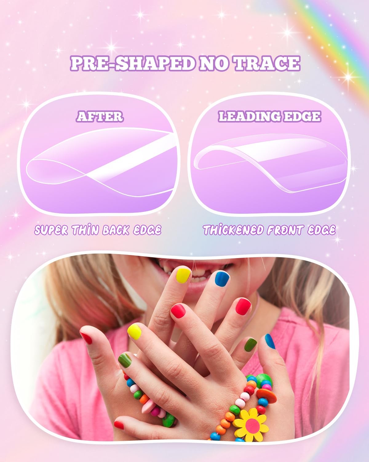 krofaue Nail Tips – Children Square Clear Press On Nails