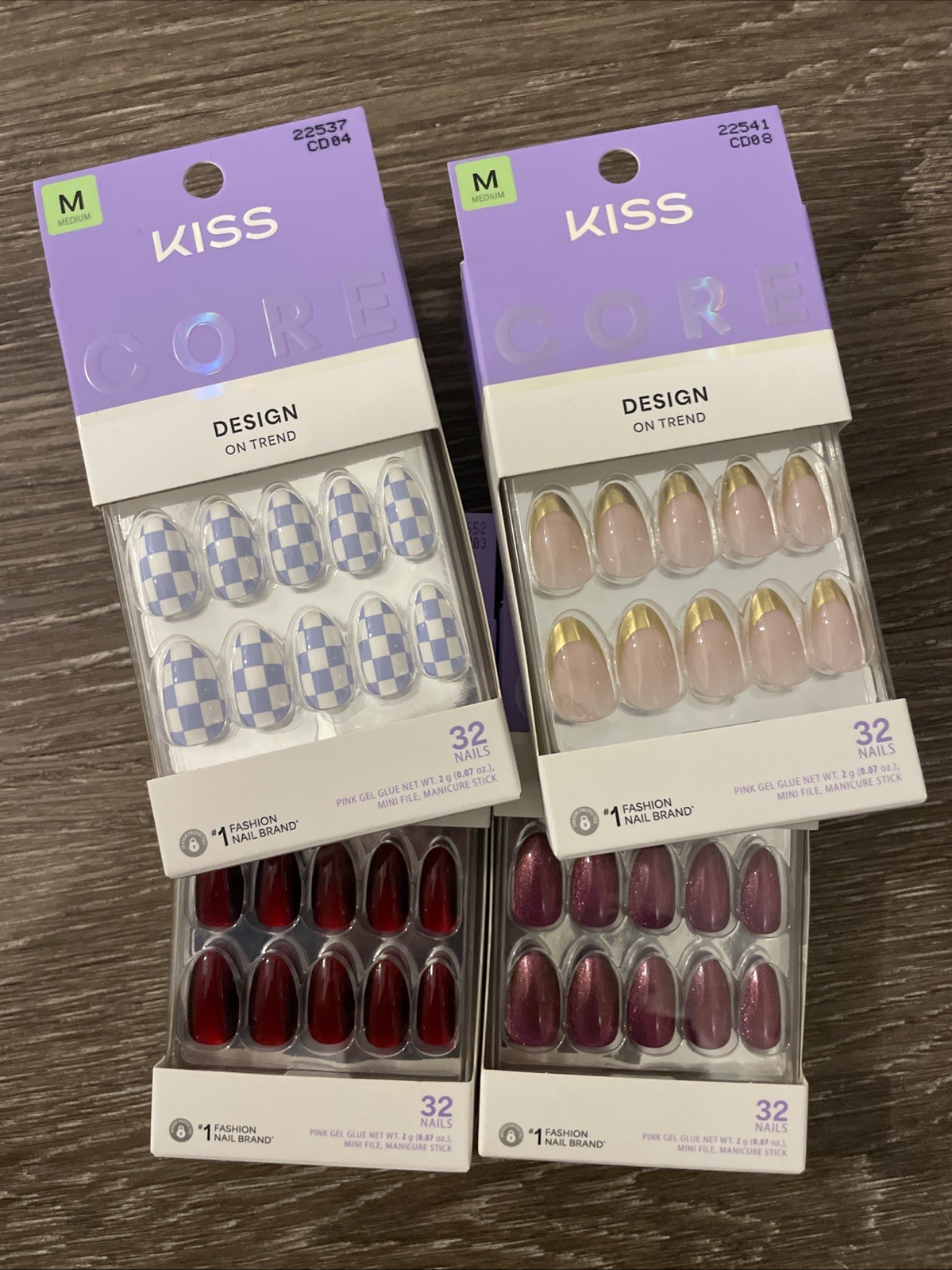Kiss Press On Nails Set of 4 Core Themes Design & Magnetic Size M Sealed NIB