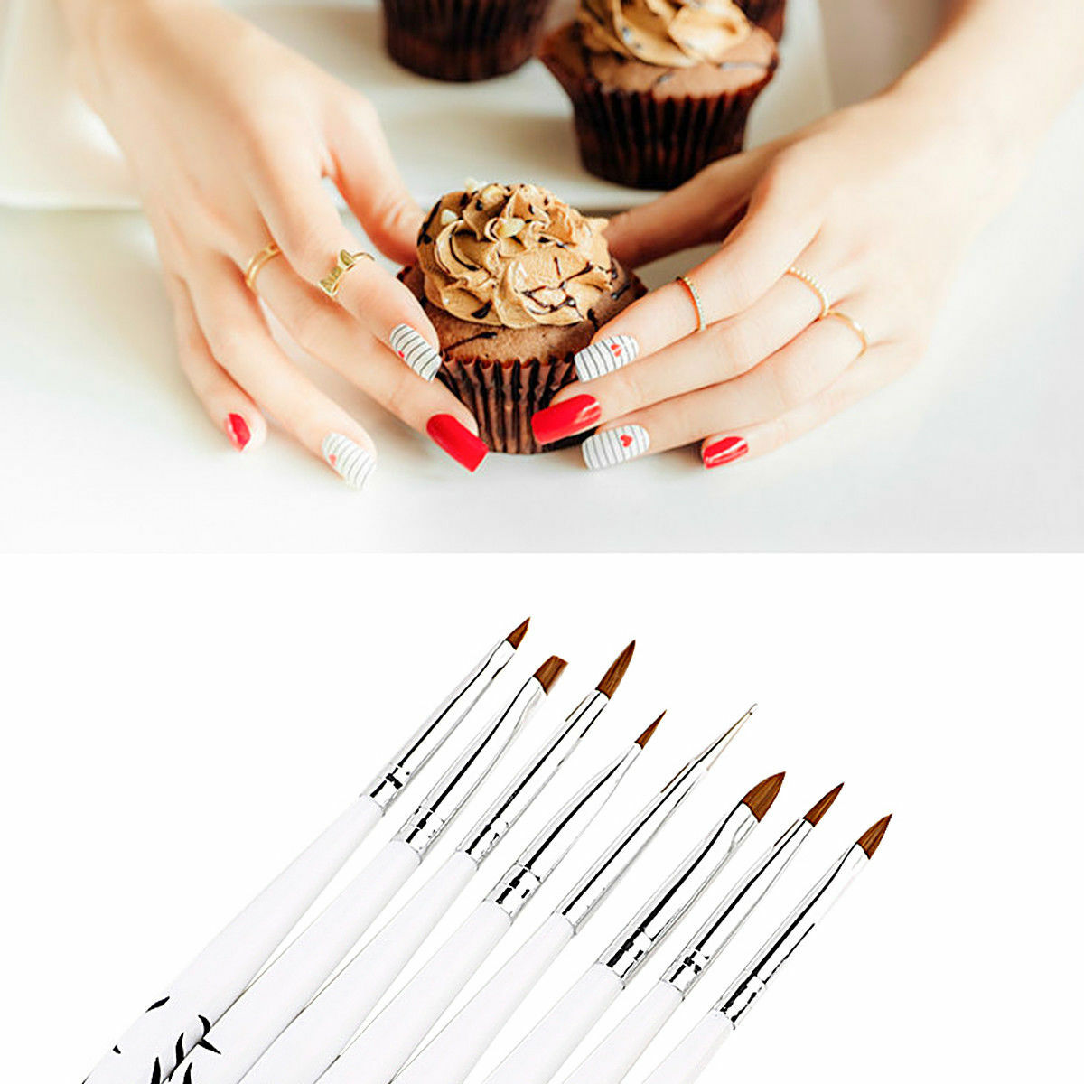 8Pcs Professional UV Gel Brush Set Dotting Drawing Paint Salon Nail Art Tools US