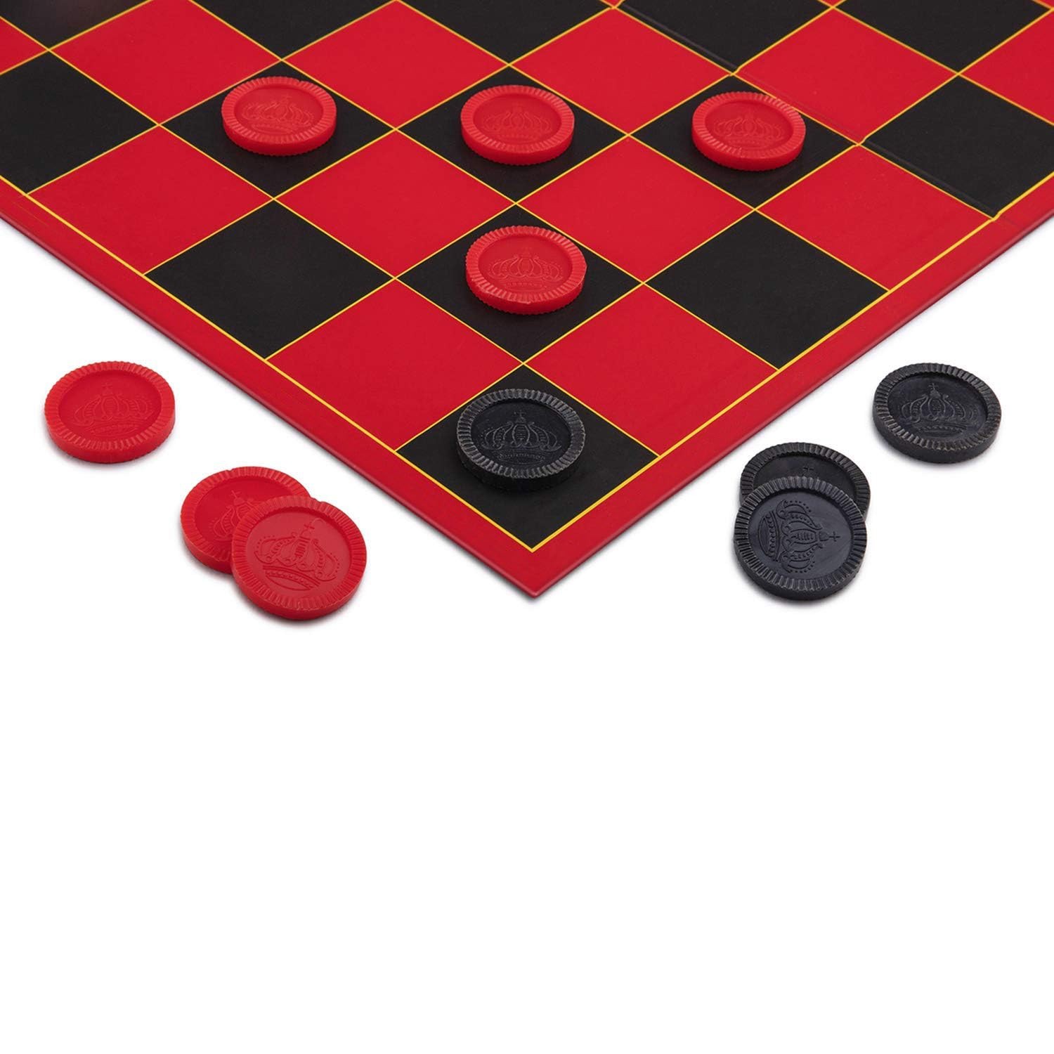 HI-Q Checkers & Tic-Tac-Toe Board Game Set – Classic One Size, Black Red