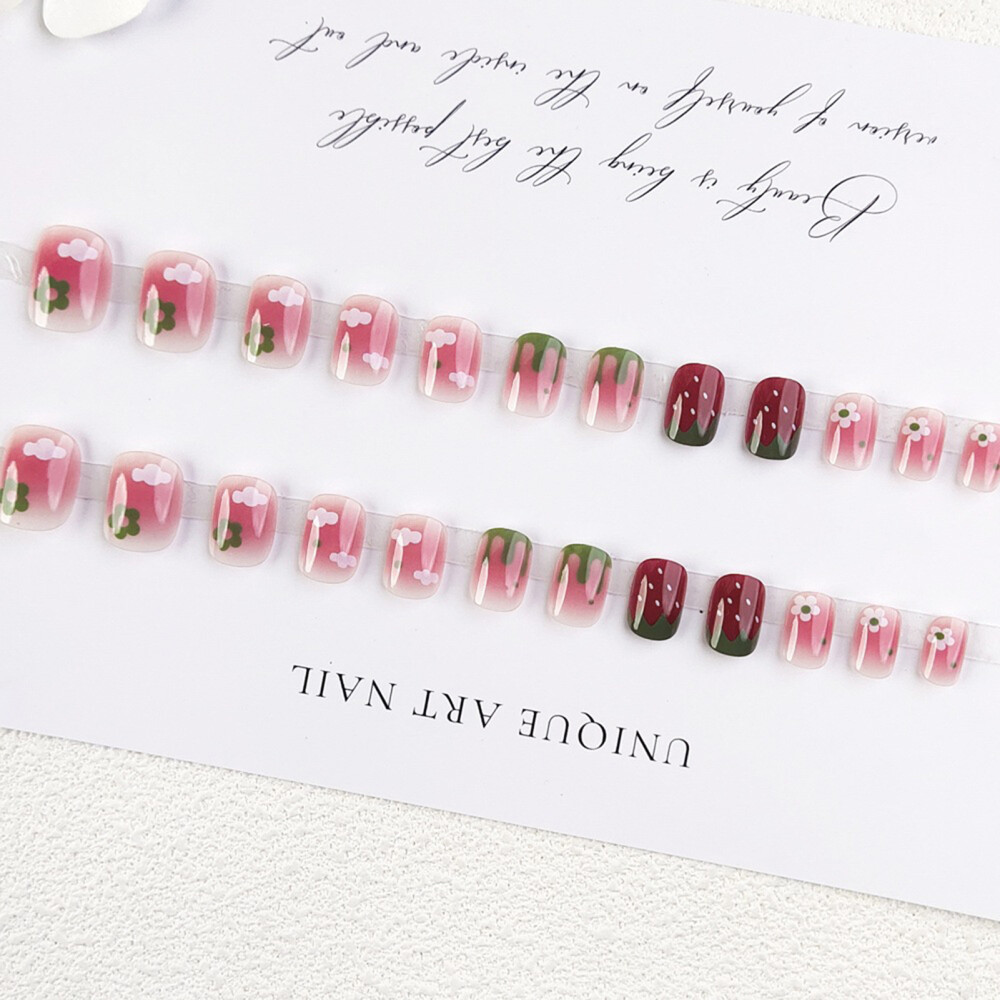24pcs Short Square Blush Pink Decor Fake Nail Harmless Nails Press On Nails