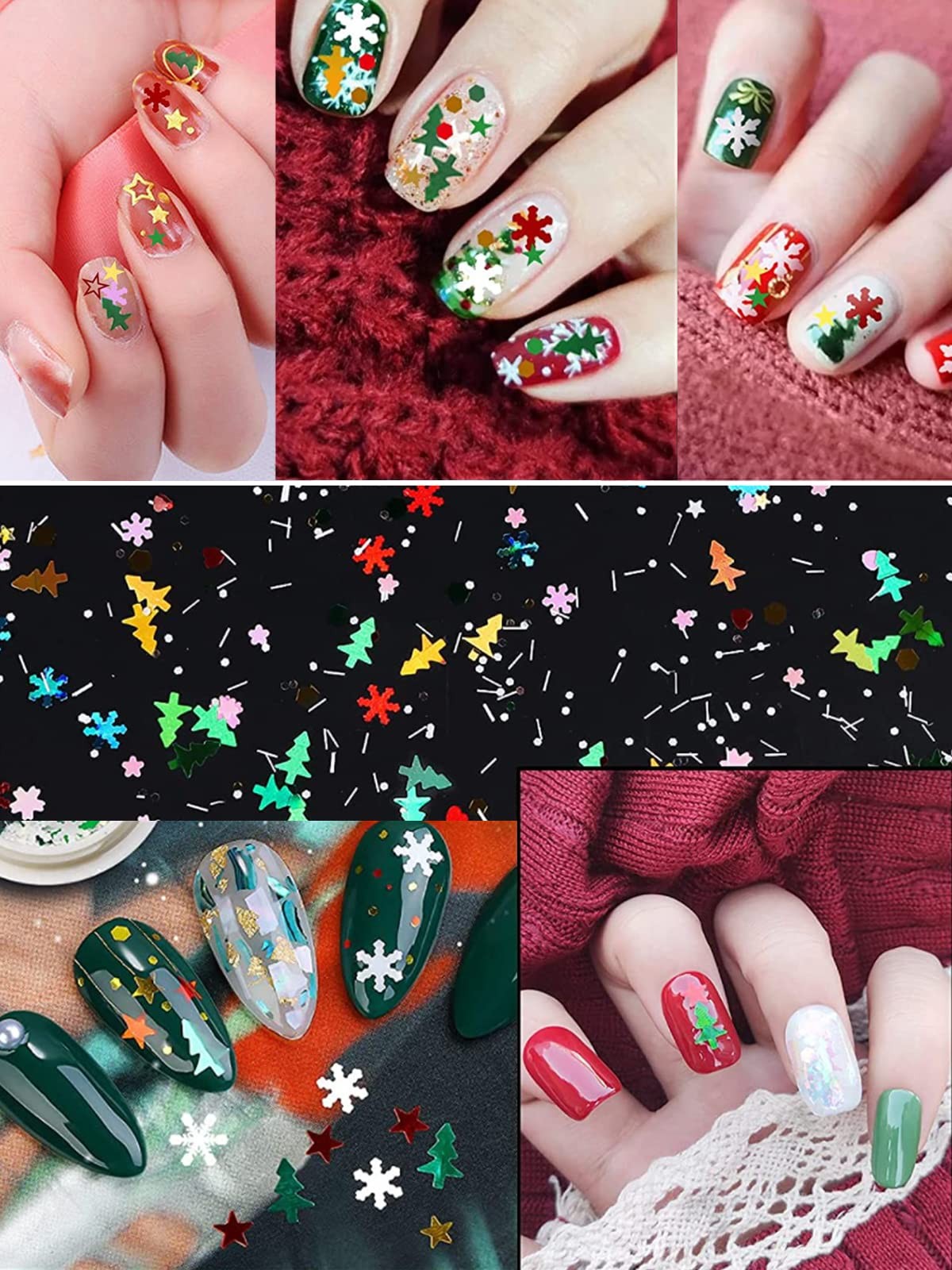 12 Boxes Snowflake Nail Glitter Holographic Christmas Nail Sequins Glitter La…