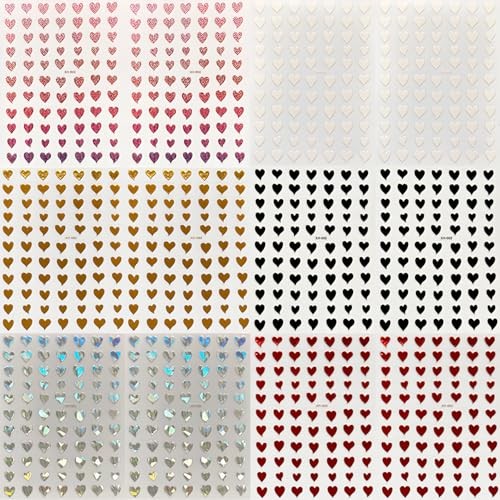 12 Sheets Valentines Nail Art Stickers Colorful Heart Nail 3d Nail Sticker-1