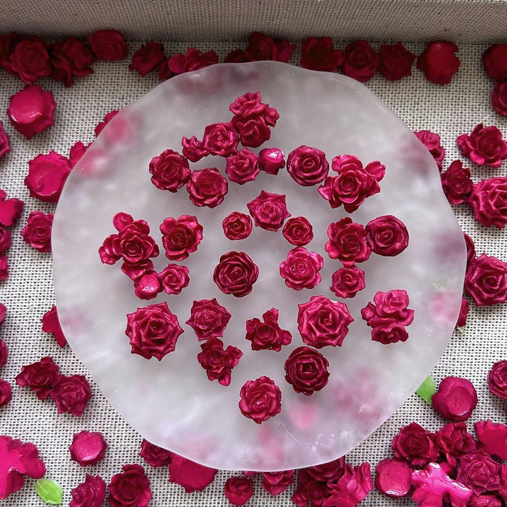 3D Rose Red Flower Nail Charms Luminous Camellias Roses Nail Art Charms Soft …
