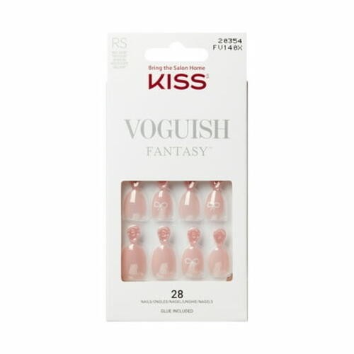 *DAMAGED BOX* KISS Voguish Fantasy Press on Nails Midnight City Beige Real Short