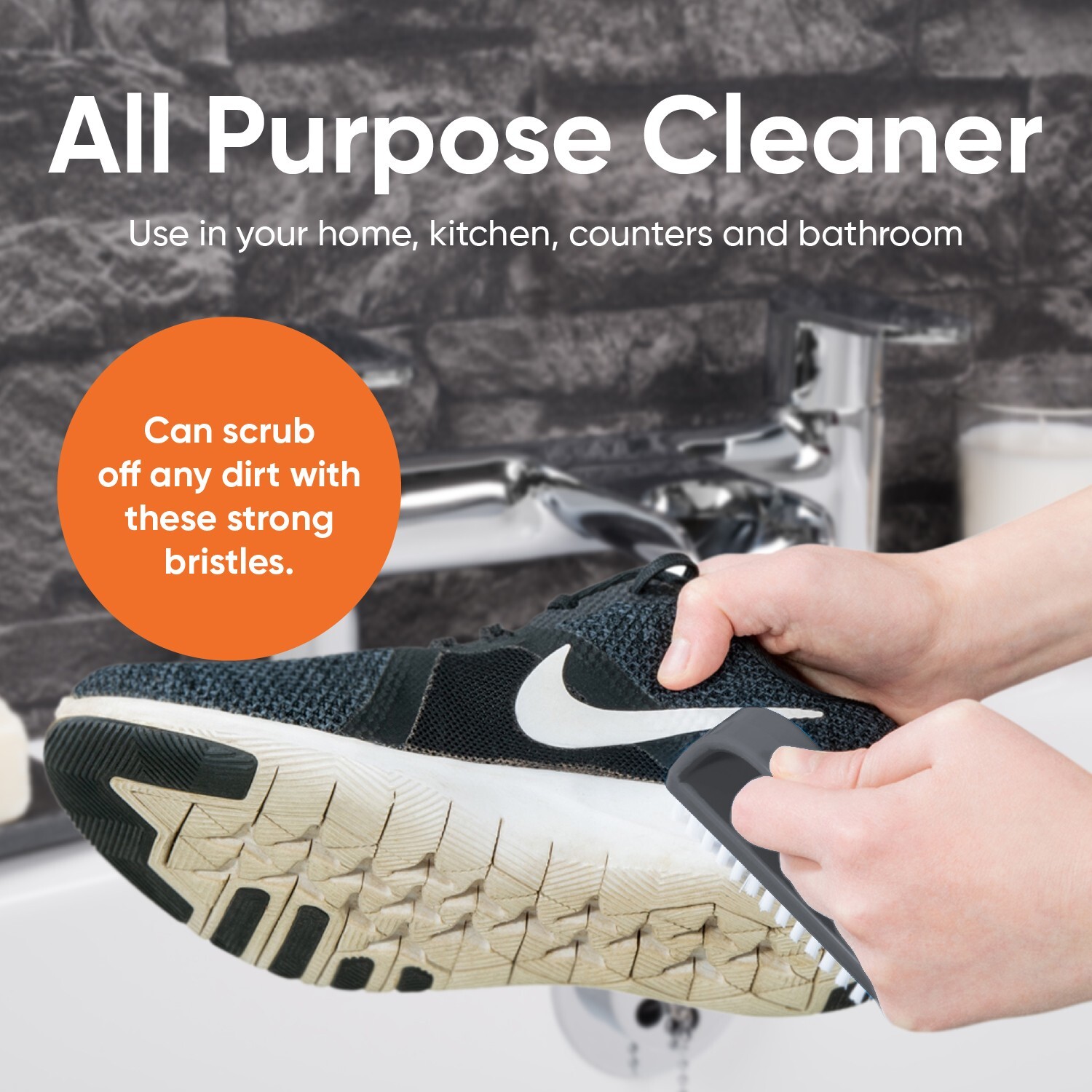 Superio Nail Brush Cleaner with Handle 3 Pack Durable Scrub Brush to Clean