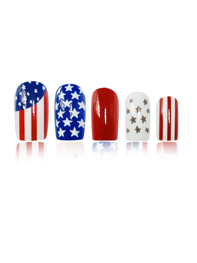 Independence Day Star Flag Press On Nails Square Removable Wholesale