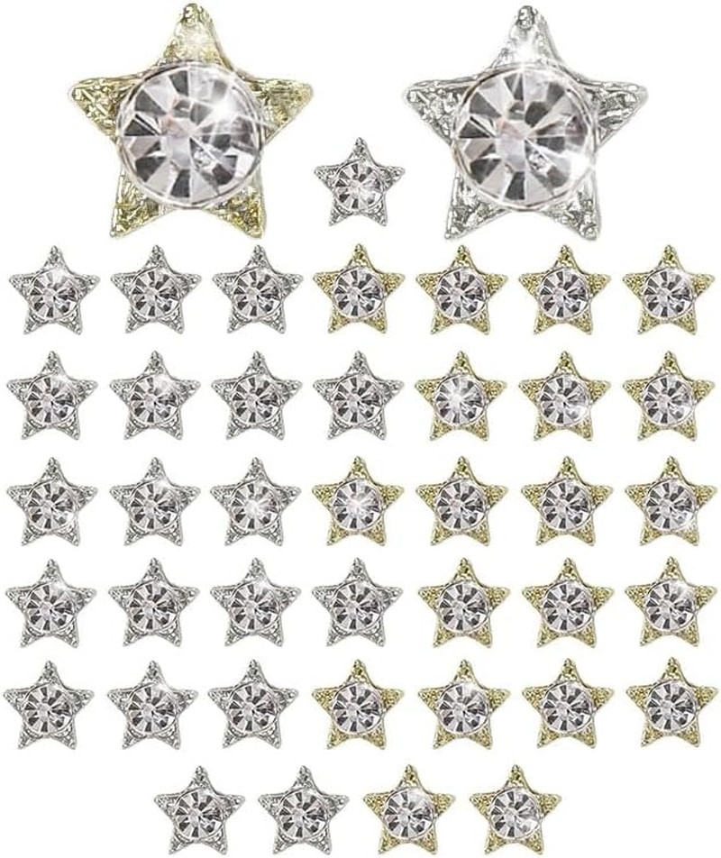 Planet Nail Charms, 54 Pcs 3D Nail Rhinestones Shiny Silver Saturn Shape, Nail A
