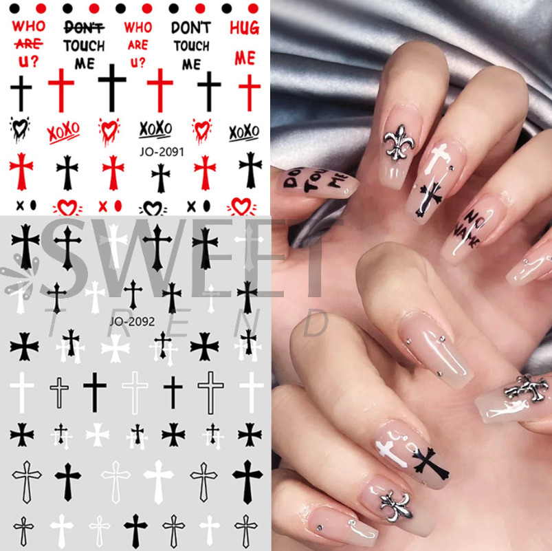 Nail Art 3D Stickers Self Adhesive Decal CROXION Cross Heart Butterfly Moon NH21