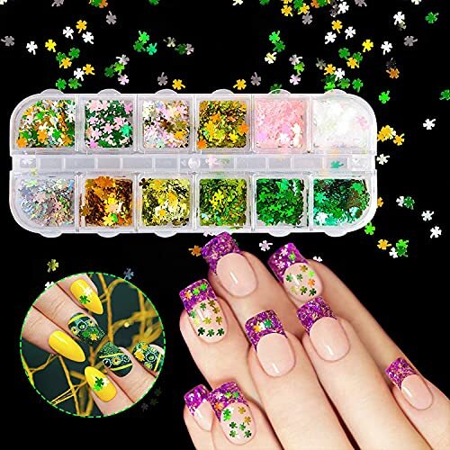 St. Patrick’s Day Nail Art Glitters Green Clover Flakes Nail Sequins 3D