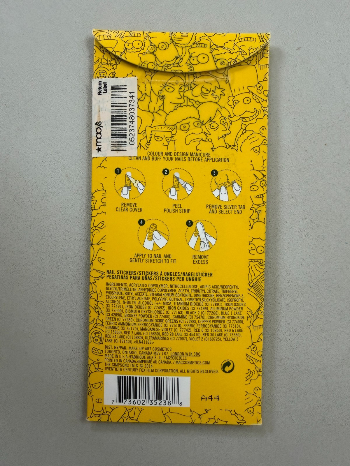 MAC The Simpsons Nail Stickers NEW in package