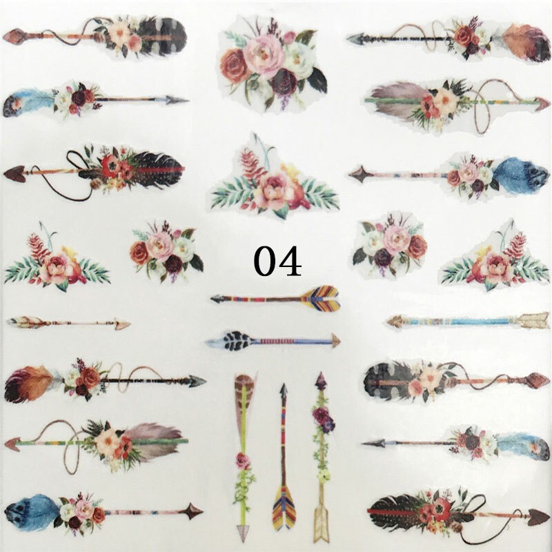 2 Sheets Nail Water Decals Flower Birds Slider Transfer Nail Art Stickers Tips✔