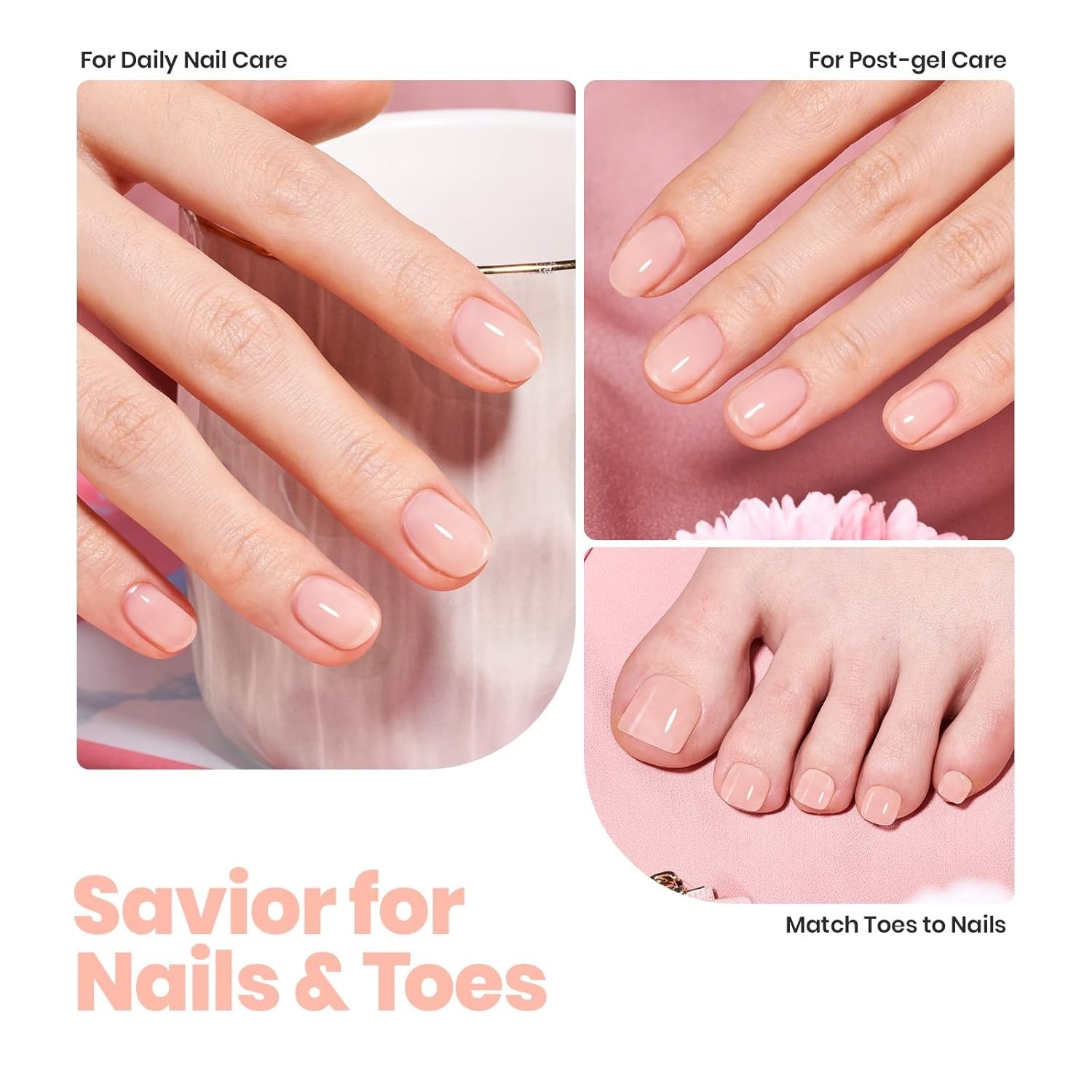 Beetles Nude Pink Jelly Nail Polish Strengthener Concealer Fast Dry 0.51oz