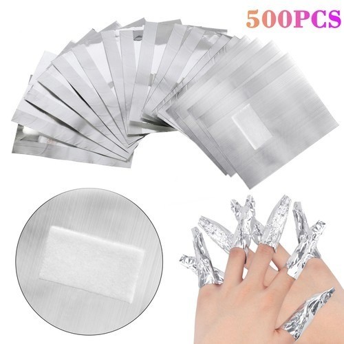 500PCS Aluminium Foil Nail Wrap Art Soak Off Gel Polish Remover Manicure Cleaner