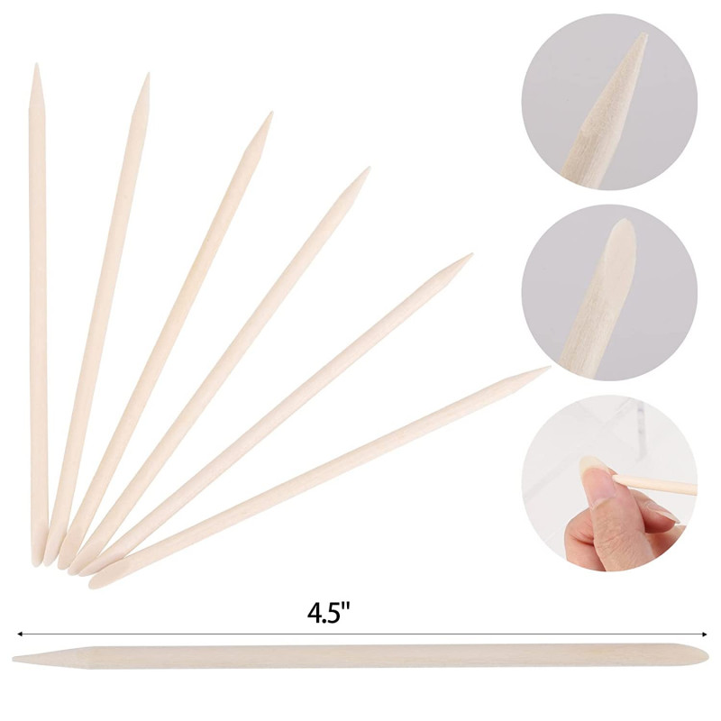 Set of 50/100 Wood Sticks for Cuticle Pusher Cuticle Removal, 4 Different Sizes