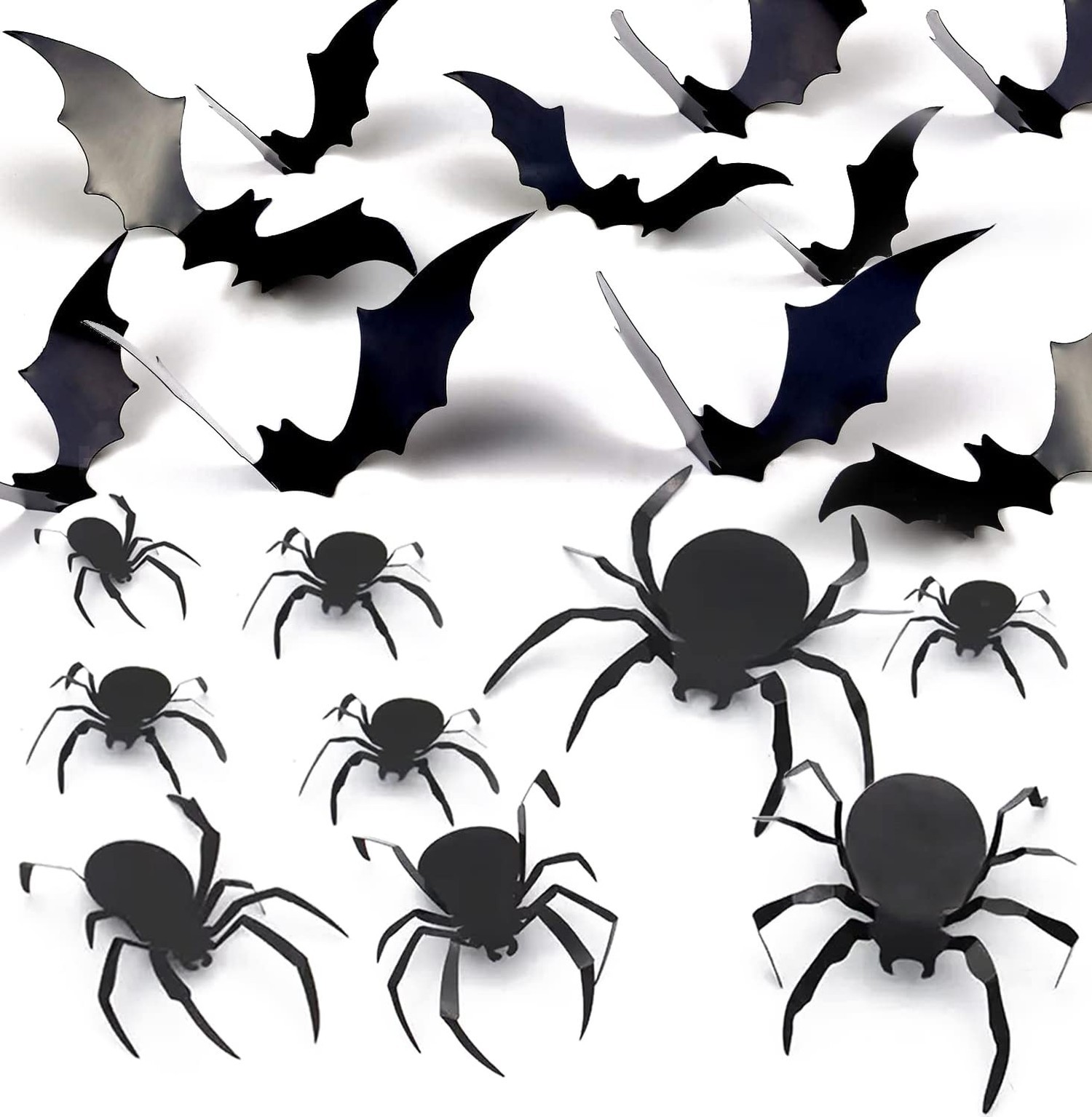 Halloween 3D Bats and Spiders ations for Indoor Outdoor, 56 Black Sticker, 12…