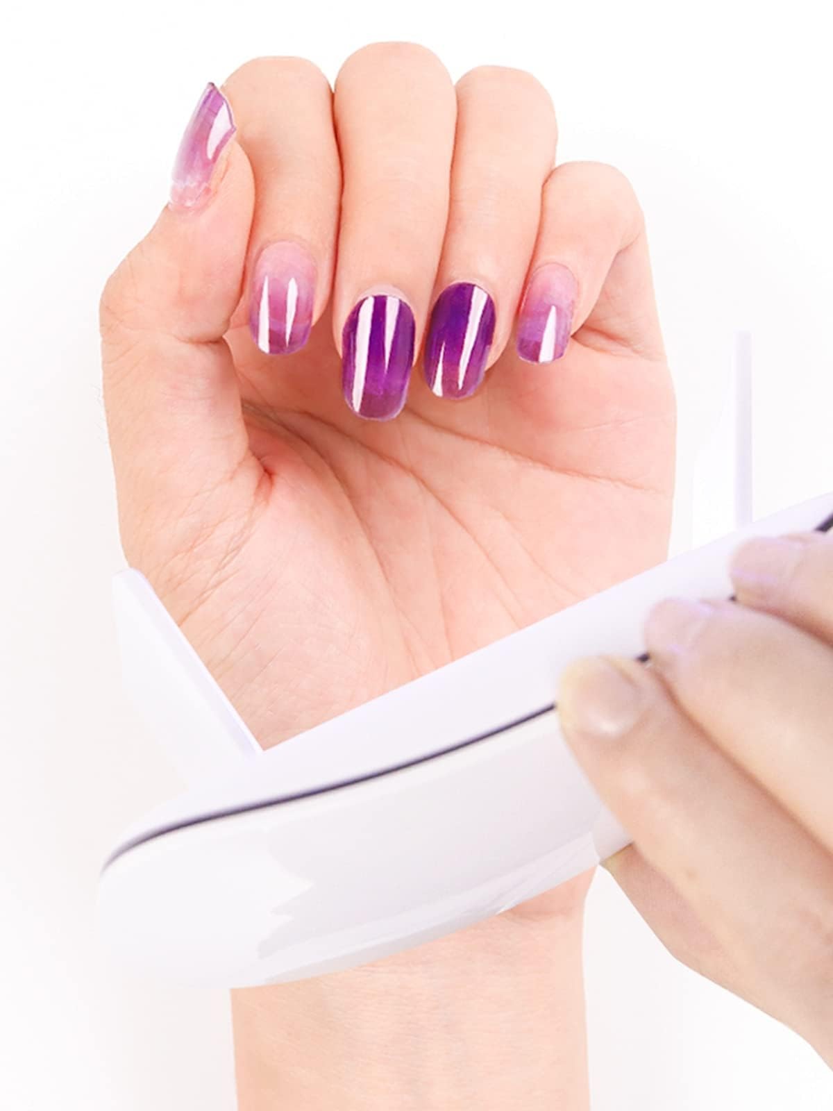 60PCS Gel Nail Polish Strips, Kalolary Gradient Purple Full Nail Wraps Gel Nail