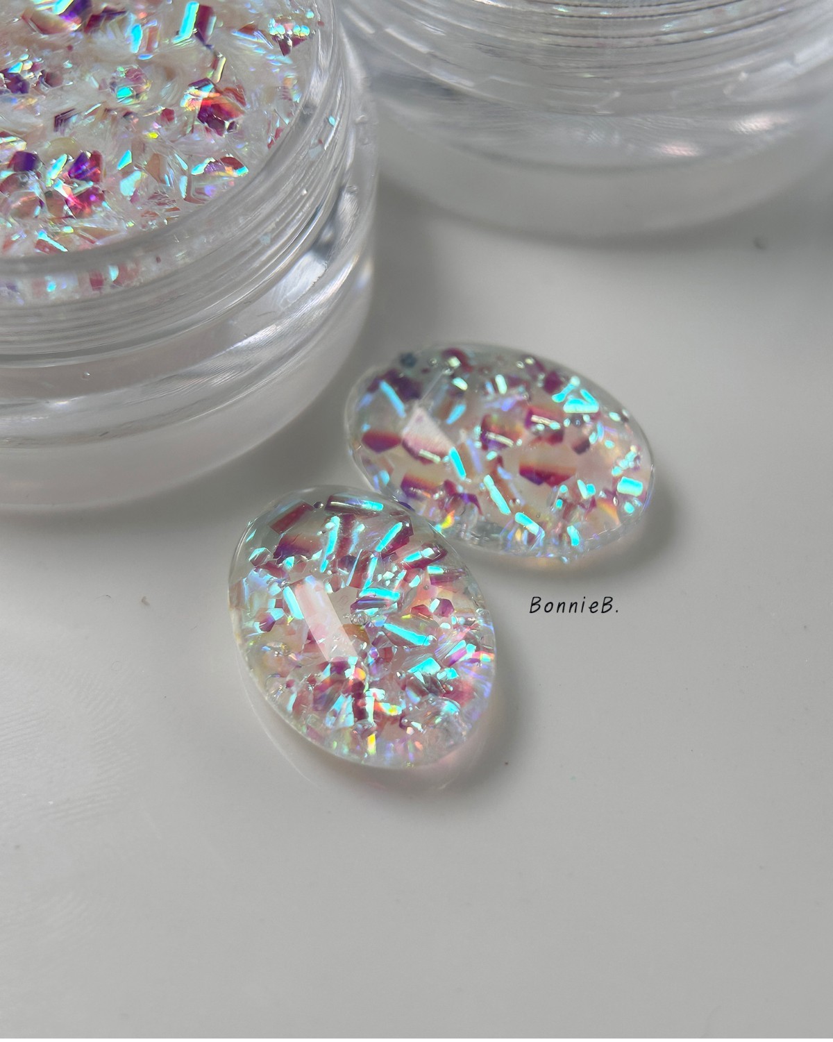 Bonnie B Pink Icing Nail Glitter Aurora Clear Ice Effect Chunky Mix Nail Art