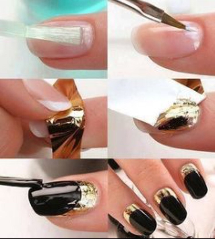 Holographic Nail Foils Wraps Mirror Shine Stickers Silver Gold 4pc x 20cm SET