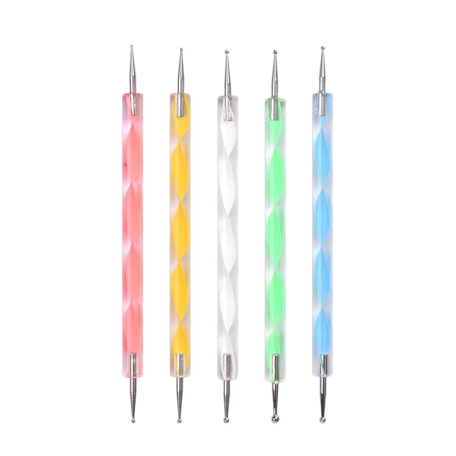 5Pcs Double-Ended Nail Art Dotting Pens 10 Different Diameter Ball End Dots Pain