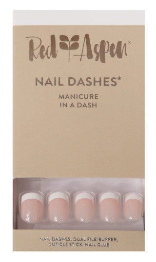 Red Aspen Nail Dashes Press-On Nails Nell’s French Tip Manicure Short Square (2)