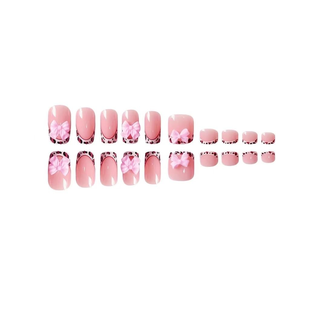 48 Pcs Square Press on Nails and Press on Toenails Set, French Tip False Toe …