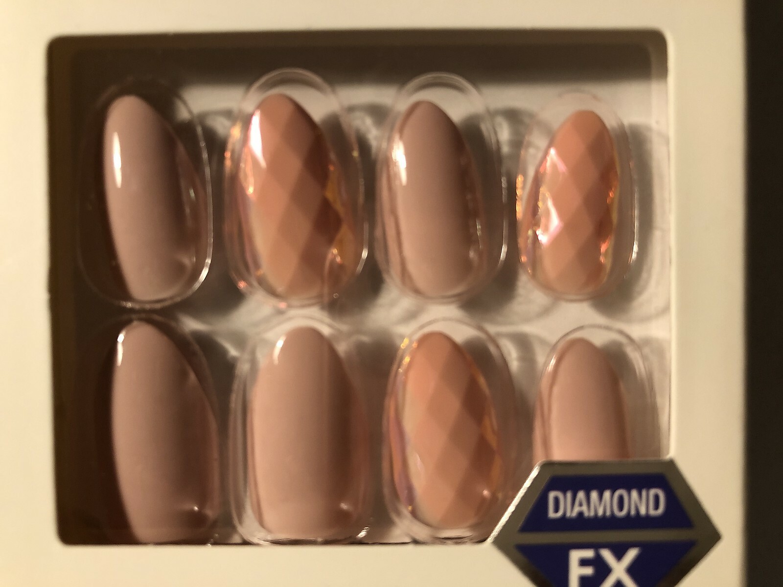 KISS Glam Fantasy Size Medium Pink 3D Diamond FX Nails 28 Count Adhesive & Glue