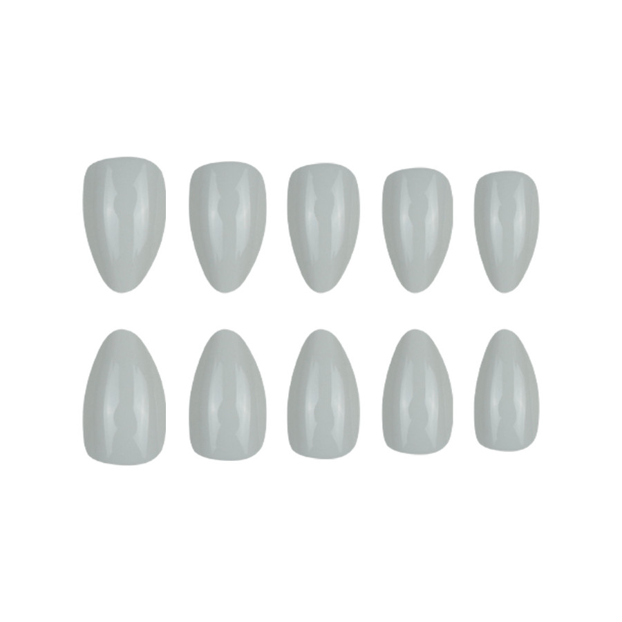 60pcs Almond Press on Nails, Solid Cream White Glossy Round Minimal Nails
