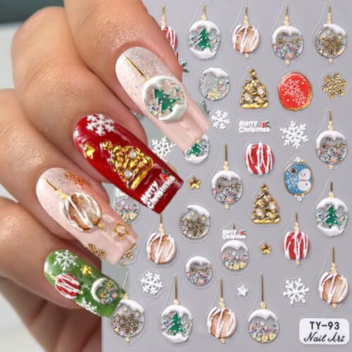 Christmas Nail Art Stickers Decals Christmas Crystal Ball Nail Christmas style3