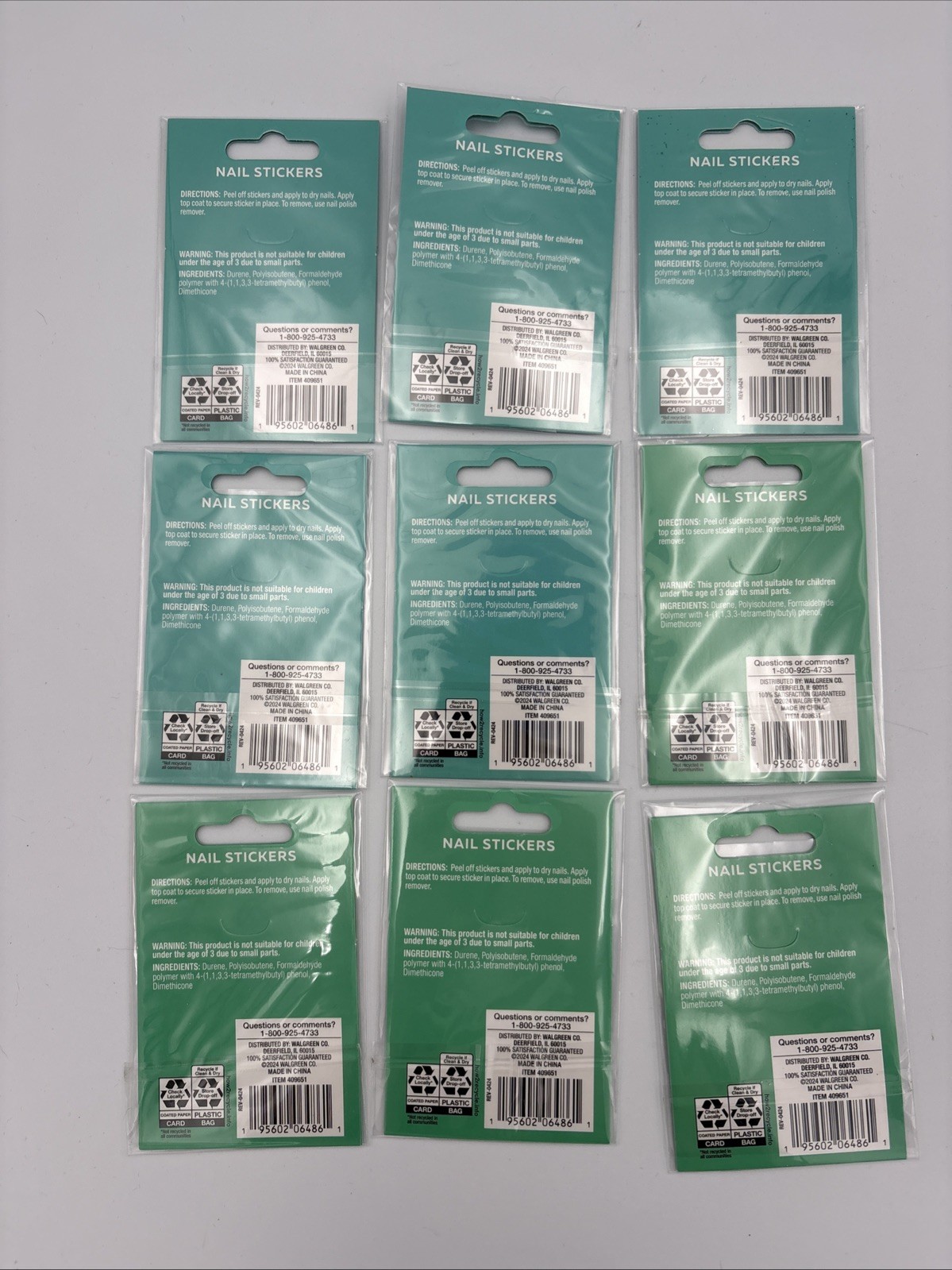 Christmas Holiday Nail Stickers Lot of 9 packs 378 total stickers