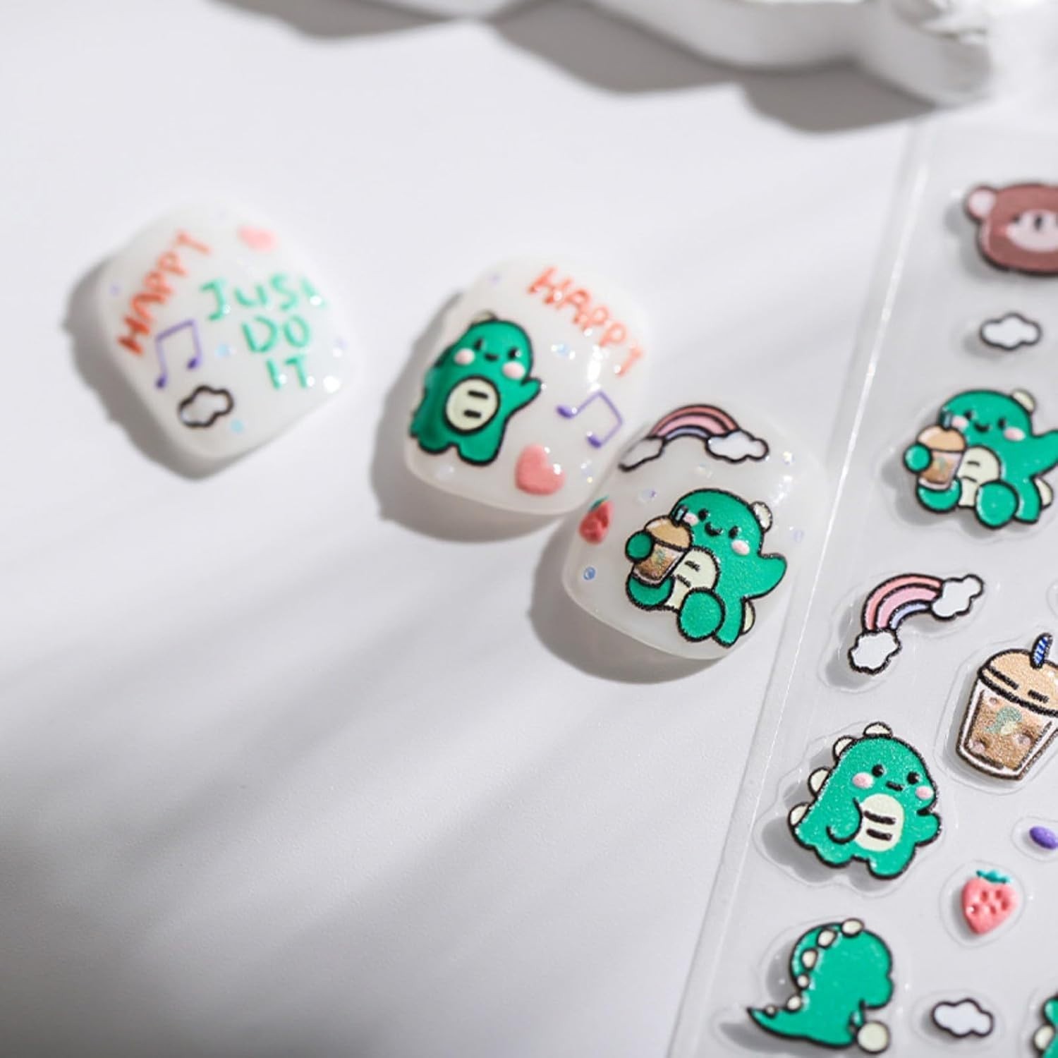 5D Embossed Cute Dinosaur Nail Art Stickers Cartoon Kawaii Design Anime Self …