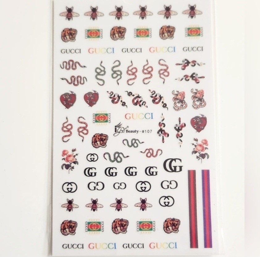 NWT NAIL ART DESIGN SELF-SEAL STICKERS SOLID TAN, RED SNAKES N°107!
