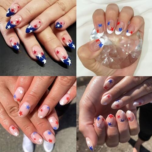 8Sheets Glitter Independence Day Stars Nail Art Stickers 3D Self Adhesive