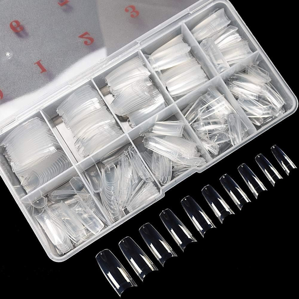 Krofaue 500PCS Clear False Nails Tips – Half Cover Lady French Style Acrylic Art
