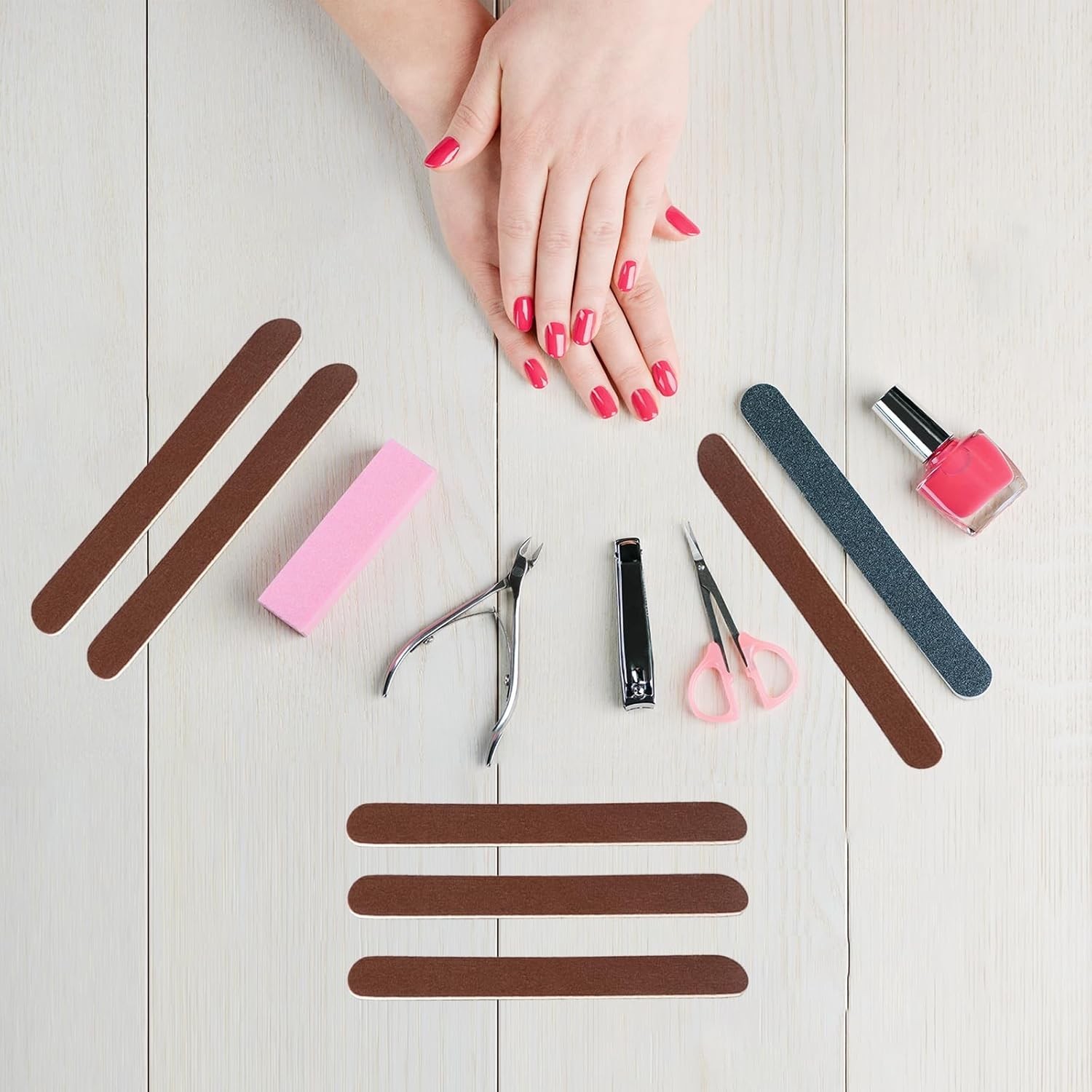 Wooden Nail Files, 7 Inches Emery Board Nail File for Nails,