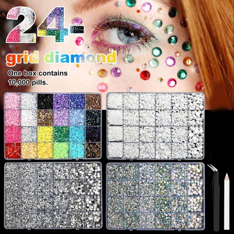 Resin AB Glittering Flat Back Rhinestones Bedazzling For Nail Art 3mm To 6mm