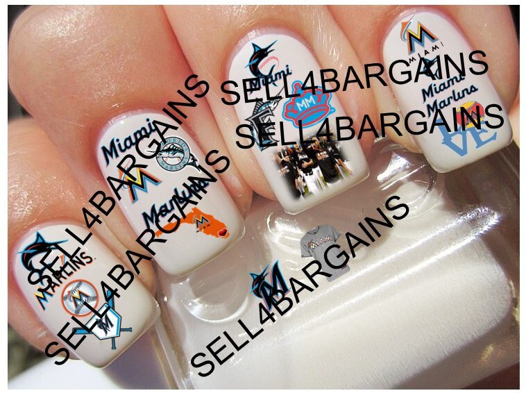 New 2023 Designs》MLB MIAMI MARLINS LOGOS》20 Different Designs》Nail Art Decals